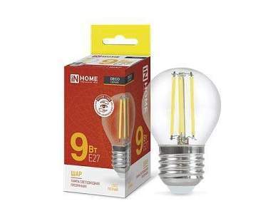 ASD/InHome Deco Шар P45 E27 9W(1040lm) 3000К 2K 78x45 филамент (нитевидная) прозр. 6268 (арт. 714939)