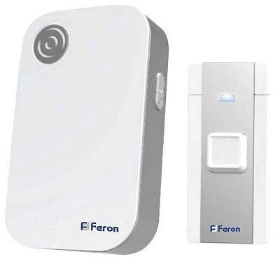 Feron E-372 звонок IP20 36 мелодий, 3*1,5V/ААА (база), белый, серый 23685 (арт. 646209)