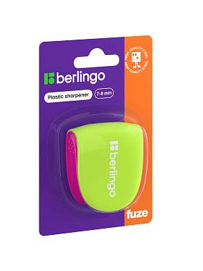 Точилка пластиковая Berlingo "Fuze Ergo" 1 отверстие, контейнер, зеленая, блистер (арт. 381623)