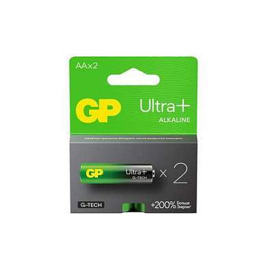 Батарейки КОМПЛЕКТ 2 шт., GP Ultra Plus G-Tech, AA (LR6), алкалиновые, пальчиковые, 15AUPA21-2CRSB2 (арт. 457751)