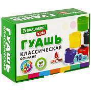 Гуашь BRAUBERG KIDS "NEW", 6 цветов по 10 мл, 192374 (арт. 192374)