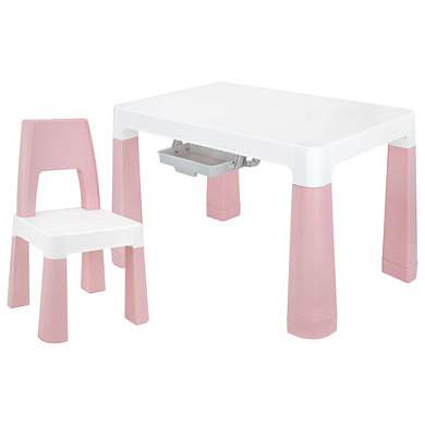 Стол детский + стул BRABIX KIDS CS-003, 2-7 лет, пластик белый + розовый, 533291 (арт. 533291)