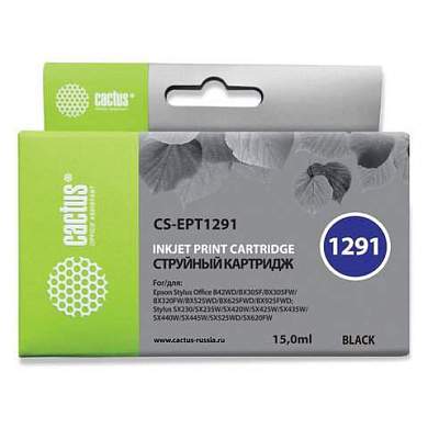 Картридж струйный CACTUS (CS-EPT1291) для EPSON Stylus B42WD/BX305W/BX625WD, черный (арт. 361951)