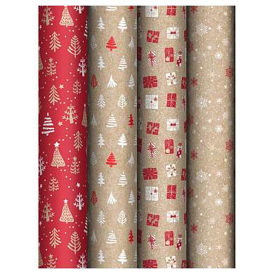 Упаковочная бумага глянц. 70*100см, MESHU "Craft NY pattern", 70г/м2, ассорти 4 дизайна (арт. 383276)