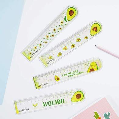 Линейка 15см MESHU "Avocado" ПВХ с блестками, гибкая, ассорти, европодвес (арт. 318045)