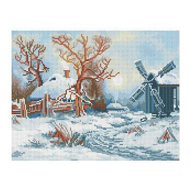 Алмазная мозаика ТРИ СОВЫ "Зима в деревне", 30*40см, холст, картонная коробка с пластиковой ручкой (арт. 344287)