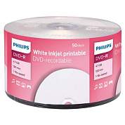 Диски DVD-R PHILIPS 4,7 Гб, 16x, Bulk (термоусадка без шпиля), поверхность для печати, КОМПЛЕКТ 50 шт., DM4I6U50F/97 (арт. 514195)