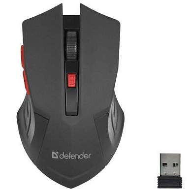 Мышь беспроводная DEFENDER Accura MM-275, USB, 5 кнопок + 1 колесо-кнопка, оптическая, черная, 52276 (арт. 513323)