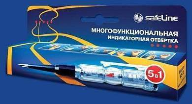 "Safeline отвертка индикаторная (тестер-пробник) ""5 в 1"" (фаза-ноль, обрыв, полярн., целост) (арт. 69845)"
