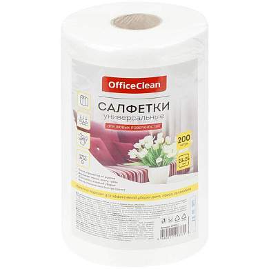 Салфетки универсальные OfficeClean, вискоза, 23*25см, 200шт., в рулоне, 40г/м2 (арт. 298912)