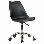 Кресло стул BRABIX "Eames MG-310 CH", хром, пластик черный, экокожа черная, 532925 (арт. 532925)