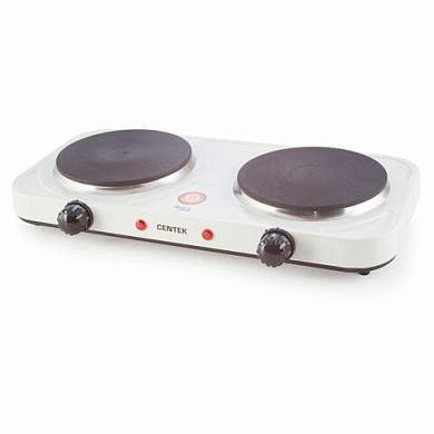 Настольная электрическая плита CENTEK CT-1507, 2000 Вт, 2 конфорки, 5 режимов нагрева, белая (арт. 457591)