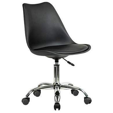 Кресло стул BRABIX "Eames MG-310 CH", хром, пластик черный, экокожа черная, 532925 (арт. 532925)