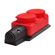 UNIVersal колодка ОУ двойная 2 гн. с загл. каучук (красный) 2P+E 1x16A 220-240V IP44 3072 (РФ) (арт. 852522)