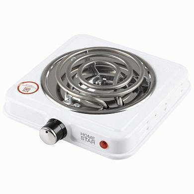 Электроплитка HOMESTAR HS-1107, 1 конфорка, спираль (ТЭН) 1кВт, белая 104910 (арт. 845427)