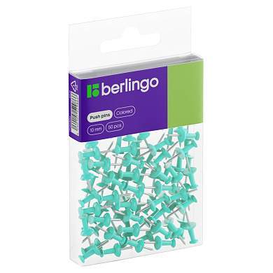 Кнопки силовые Berlingo, 50шт., цветные, ПВХ упак., европодвес, голубые (арт. 301701)