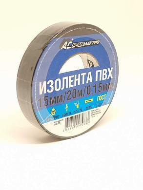 Изолента ПВХ 15/20 АСРемЭлектро 150мкм 15мм 20м черная 4678599980889 РФ (арт. 845309)