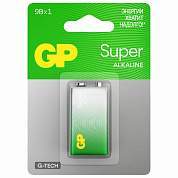 Батарейка GP Super, "Крона" (6LR61, 6LF22, 1604A), алкалиновая, 1 шт., в блистере, 1604A-5CR1, 1604A-BC1 (арт. 450625)