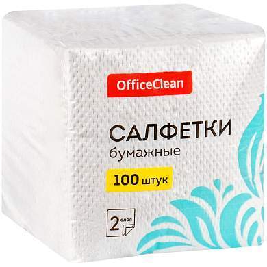 Салфетки бумажные OfficeClean, 2 слойн., 24*24см, белые, 100шт. (арт. 309849)