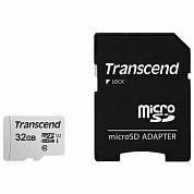Карта памяти microSDHC 32 GB TRANSCEND UHS-I U3, 95 Мб/сек (class 10), адаптер, TS32GUSD300S-A (арт. 513204)
