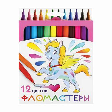 Фломастеры ПИФАГОР "ЕДИНОРОГ", 12 цветов, вентилируемый колпачок, 152448 (арт. 152448)