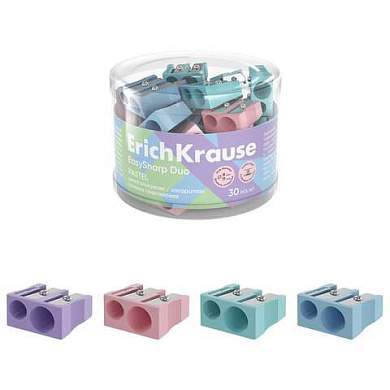 Точилка ERICH KRAUSE "EasySharp Pastel", 2 отверстия, клиновидная, корпус ассорти, 60011 (арт. 274227)