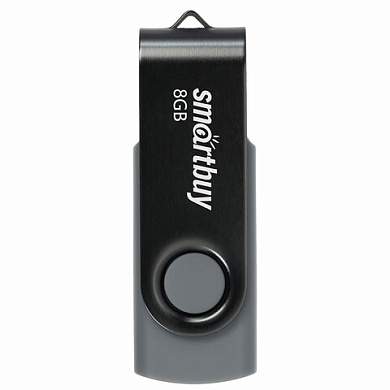 Флеш-диск 8 GB SMARTBUY Twist USB 2.0, черный, SB008GB2TWK (арт. 513905)