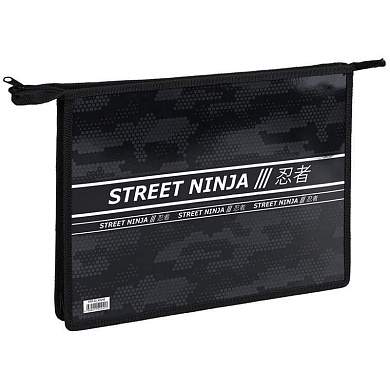 Папка для тетрадей 2 отделения А4 ArtSpace "Ninja", пластик, фольга, на молнии (арт. 331422)