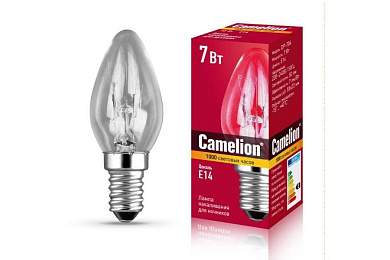 Camelion лампа накаливания для ночников прозрачная E14 7W(50lm) 220V (арт. 712889)