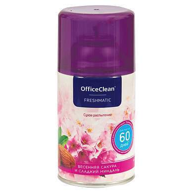 Сменный баллон для освеж. воздуха OfficeClean "Весенняя сакура и сладкий миндаль" сухое распыление, 250мл (арт. 262641)