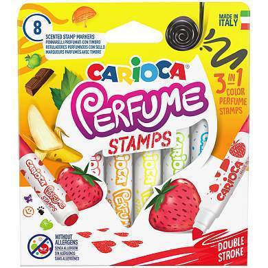 Фломастеры-штампы двусторонние Carioca "Perfume Stamps", 08цв., ароматизированные, смываемые, картон (арт. 302281)
