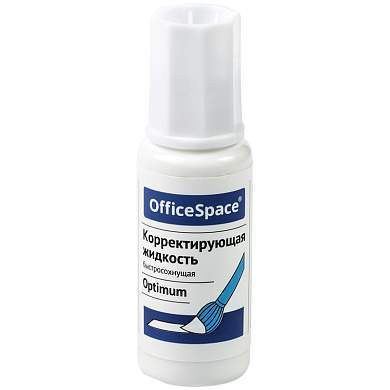 Корректирующая жидкость OfficeSpace "Optimum", 15мл, на химической основе, с кистью (арт. 277059)