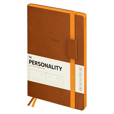 Ежедневник недатированный, B5, 136л., мягкий переплет, кожзам, BG "Personality. Brown", коричневый, цветной срез, на резинке, карман (арт. 370219)