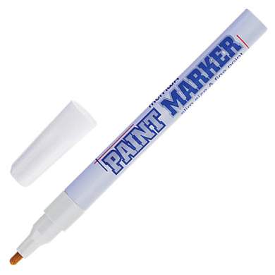 Маркер-краска лаковый (paint marker) MUNHWA "Slim", 2 мм, БЕЛЫЙ, нитро-основа, алюминиевый корпус, SPM-05 (арт. 151462)