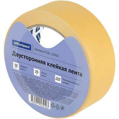 Клейкая лента двусторонняя OfficeSpace, 38мм*25м, полипропилен (арт. 362216)