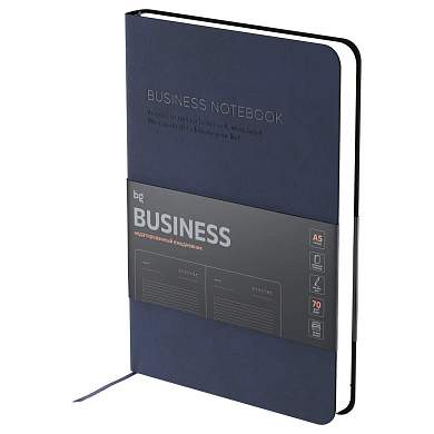 Ежедневник недатированный, А5, 136л., мягкий переплет, кожзам, BG "Business. Navy blue", темно-синий (арт. 369935)