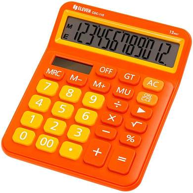 Калькулятор настольный Eleven CDC-110-OR, 12 разрядов, двойное питание, 125*160*28мм, оранжевый (арт. 365656)