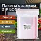 Пакеты ZIP LOCK "зиплок" ПРОЧНЫЕ, комплект 100 шт., 200х300 мм, ПВД, 60 мкм, BRAUBERG EXTRA, 608174 (арт. 608174)