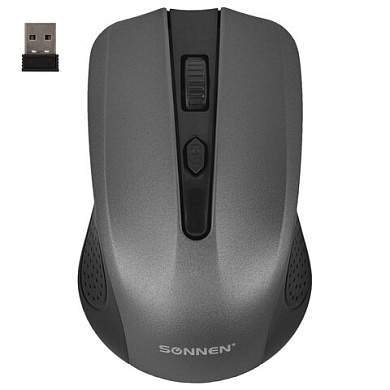 Мышь беспроводная SONNEN V99, USB, 1000/1200/1600 dpi, 4 кнопки, оптическая, серая, 513528 (арт. 513528)
