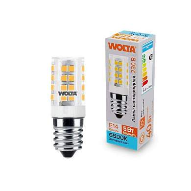 WOLTA лампа св/д JCD E14 220V капсульная 5W(460lm) 6500K 6K керамика WSTD-JCD-5W6KE14-C (арт. 887517)
