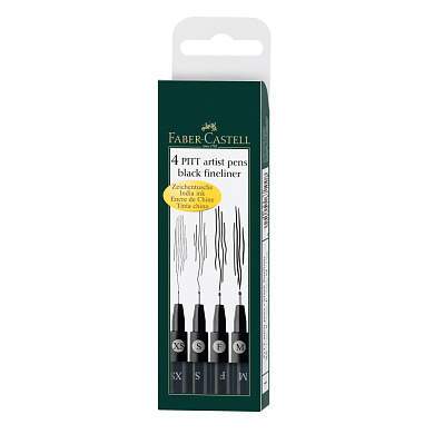 Набор капиллярных ручек Faber-Castell "Pitt Artist Pen" черные, 4шт., 0,1/0,3/0,5/0,7мм, пласт. уп., европодвес (арт. 290345)