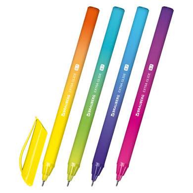 Ручка шариковая масляная BRAUBERG "Extra Glide DZ", СИНЯЯ, трехгранная, корпус ассорти, игольчатый наконечник 0,7 мм, линия 0,5 мм, 144263 (арт. 144263)