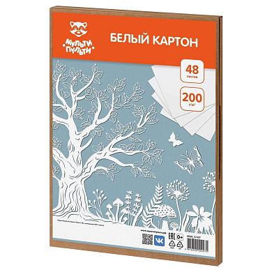 Картон белый A4, Мульти-Пульти, 48л., мелованный, МГК в пакете (арт. 381615)