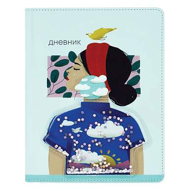 Дневник 1-11 кл. 48л. (твердый) Greenwich Line "Mood", иск. кожа, УФ-печать, нашивка с блестками, тон. блок, ляссе (арт. 337698)