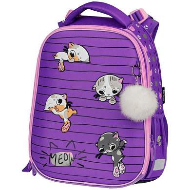Ранец Berlingo Expert Max "Kittens lilac" 37*28*16см, 2 отделения, анатомическая спинка, дождевик в комплекте (арт. 336290)