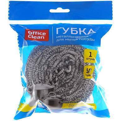 Губка для посуды OfficeClean, большая, металлическая, спиральная, 1шт., 8*7см (50г) (арт. 265290)