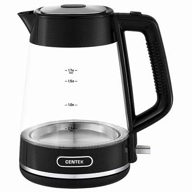 Чайник CENTEK CT-1014, 1,7 л, 2200 Вт, закрытый нагревательный элемент, стекло, черный, CT-1014 Black (арт. 457623)