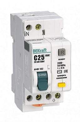 Schneider Electric Dekraft Авт. Выкл. Диф. Тока Диф-102 1P+N 40А/30Ма Элек. Узо Тип Ac 4,5Ка 16007 (арт. 507034)