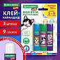 Клей-карандаш "Anime" 9 г, ВЫГОДНАЯ УПАКОВКА, BRAUBERG KIDS, 3 штуки на блистере, 272471 (арт. 272471)