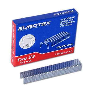 EUROTEX Скобы 11,4х10мм для мебельн.степлера, закаленные ТИП53, 1000шт/уп, цена за уп, арт.32332-010 (арт. 604546)